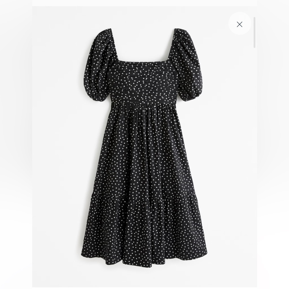 Abercrombie & Fitch Emerson Midi Poplin Dress Navy Large